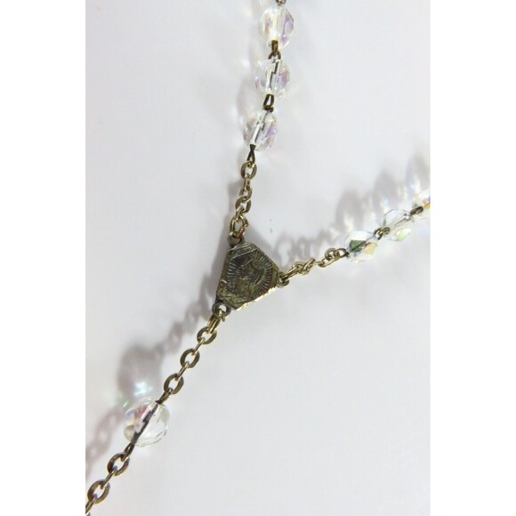 Antique 800 Silver Catholic Holy Rosary Givre Glass Crystal Rosary Beads 14 1/2" - Picture 4 of 11